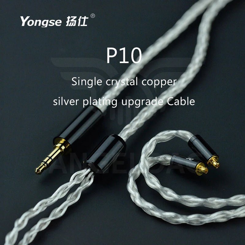 YONGSE P10 8Cores 6N Single Crystal Copper Silver Plated HiFi Earphone Cable - The HiFi Cat