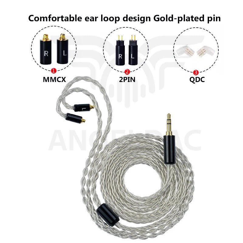 YONGSE P10 8Cores 6N Single Crystal Copper Silver Plated HiFi Earphone Cable - The HiFi Cat