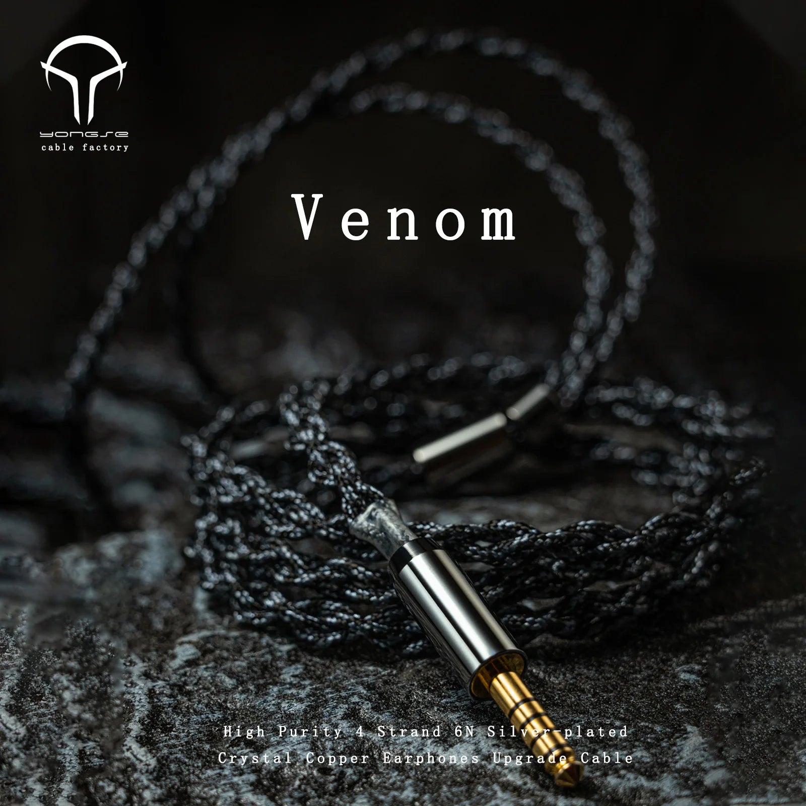 Yongse Venom 4 Strand 6N Silver - plated Crystal Copper Earphones Upgrade Cable - The HiFi Cat