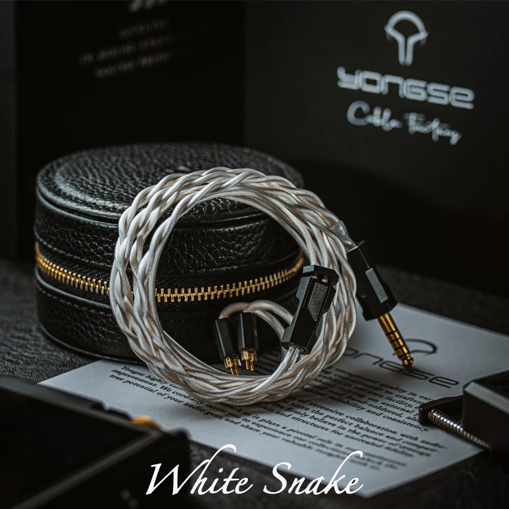 Yongse WhiteSnake Edition Sterling Silver+Silver Plated Single Crystal Copper Earphone Cable - The HiFi Cat