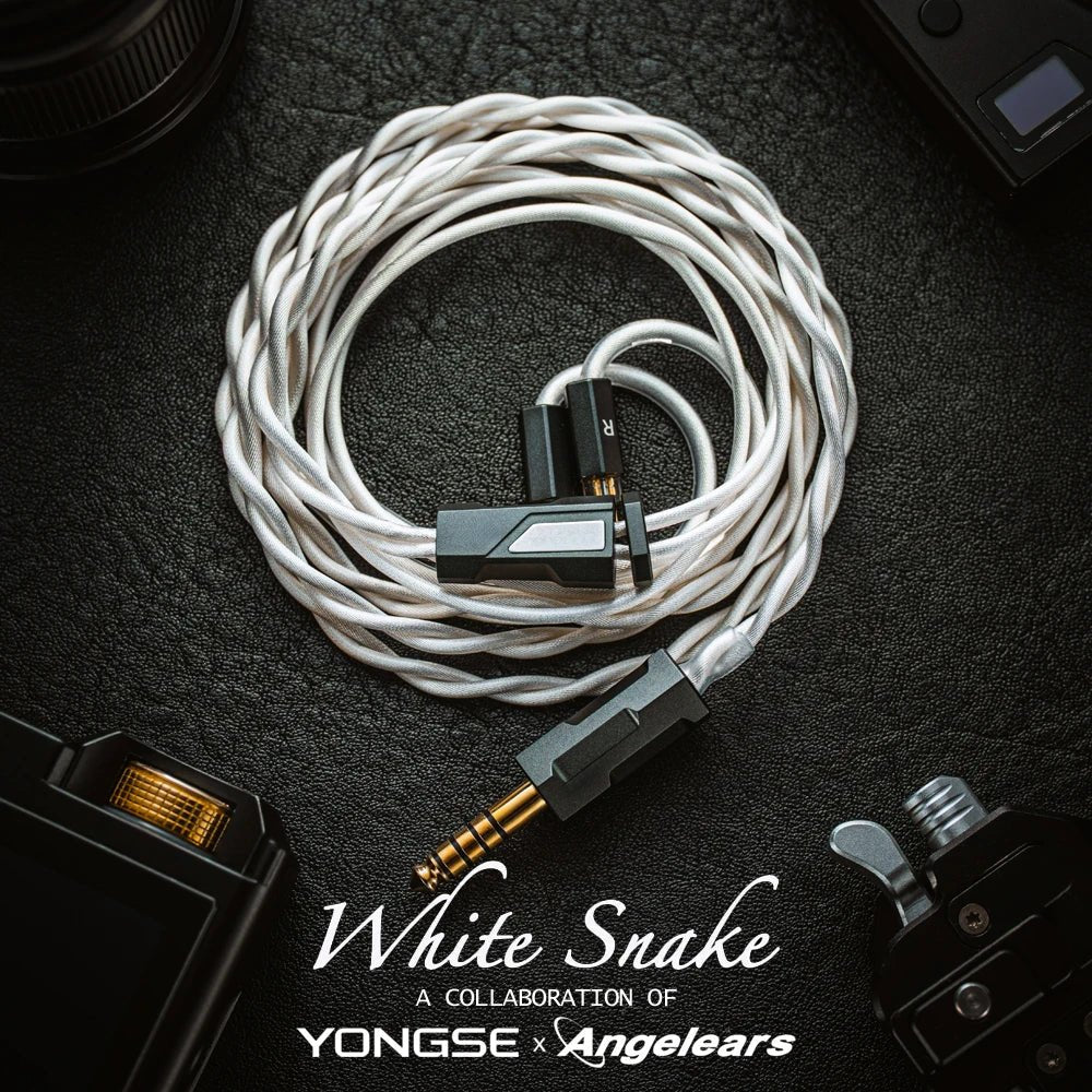 Yongse WhiteSnake Edition Sterling Silver+Silver Plated Single Crystal Copper Earphone Cable - The HiFi Cat