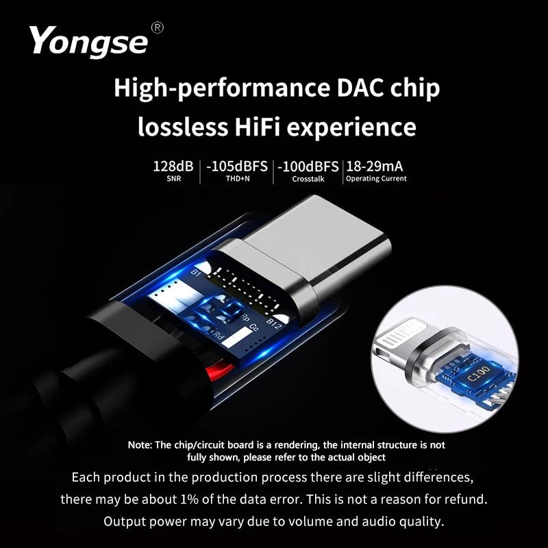 YONGSE Y01 TypeC Light - ning to 3.5mm/4.4mm CX31993 CX31988 C100 Earphone Amplifie - The HiFi Cat