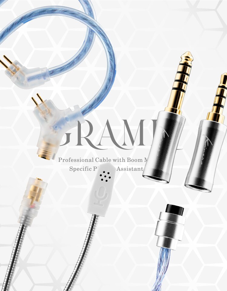 Kinera Gramr Black Modular Microphone (3.5mm + 4.4mm), OFC Silver Plated,0.78 2pin / MMCX connector - The HiFi Cat