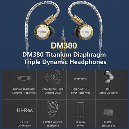 DUNU DM380 Linearlayout Triple Titanium Diaphragm Driver In-ear Earphone HiFi Active Crossover with MIC/3 buttons Easily Driven - The HiFi Cat