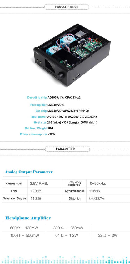 Quloos QA860 hifi Lossless Digital Player AD1955 DAC LME49720+OPA2134 24Bit/192Khz DSD64 Coaxial/optical input FLAC Music Player - The HiFi Cat