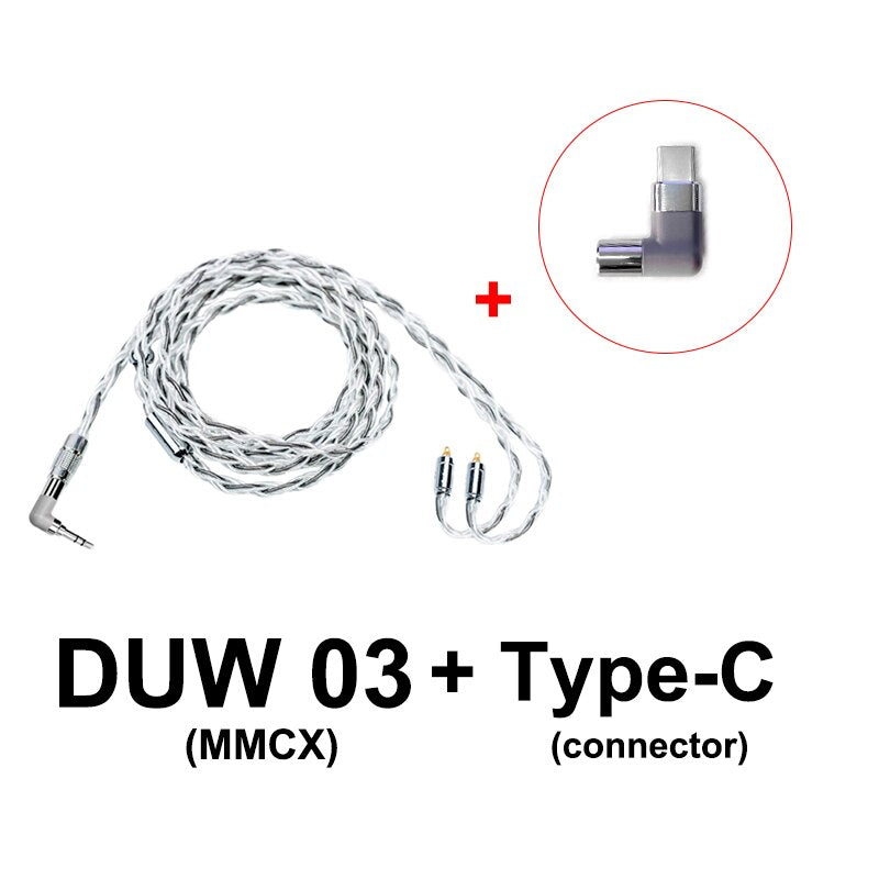 DUNU DUW03 DUW-03 Upgraded Earphone Cable MMCX/0.78mm Connector Quick-Switch Plug High-Purity Silver-Plated Copper Litz Wire - The HiFi Cat