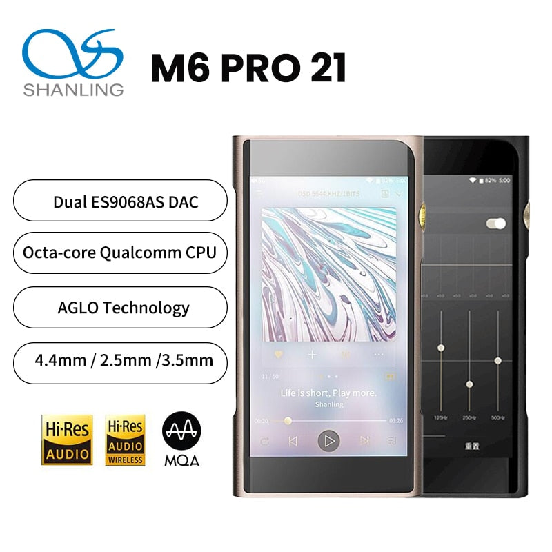 SHANLING M6 Pro 21 Player Dual ES9068AS Support DSD256 Bluetooth 2.5mm/3.5mm/4.4mm Portable Hi-Res Music Player - The HiFi Cat