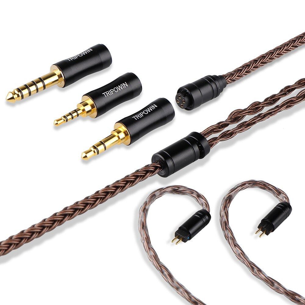 Tripowin Amber 32AWG OFC Oxygen Free Cable HiFi IEM Cable with Interchangeable 2.5mm 3.5mm 4.4mm Plug PVC Sleeve for Audiophile - The HiFi Cat