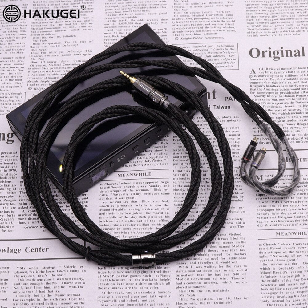 HAKUGEI TianLong Sterling Silver Plated 7NOCC Copper Shaft Shielded Double-layer Super Multi-core MMCX 2Pin Upgrade Cable - The HiFi Cat