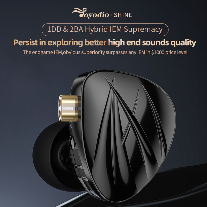 Joyodio SHINE HiFi 1DD+2BA Hybrid Driver In Ear Monitor IEM 4-Level Tuning Switch Detachable 8 Strands Silver-plated Cable - The HiFi Cat