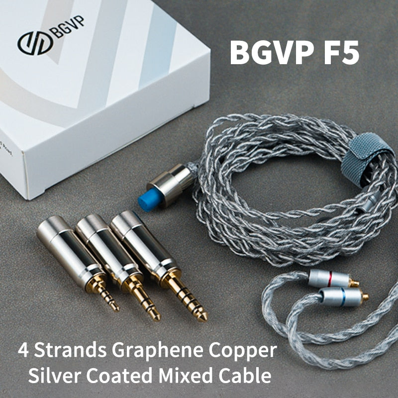 BGVP F5 MMCX Upgrade Cable 4 Strands 560 Cores Monocrystalline Copper Silver Plated 3 in 1 Interchangeable Plug Melody Original - The HiFi Cat