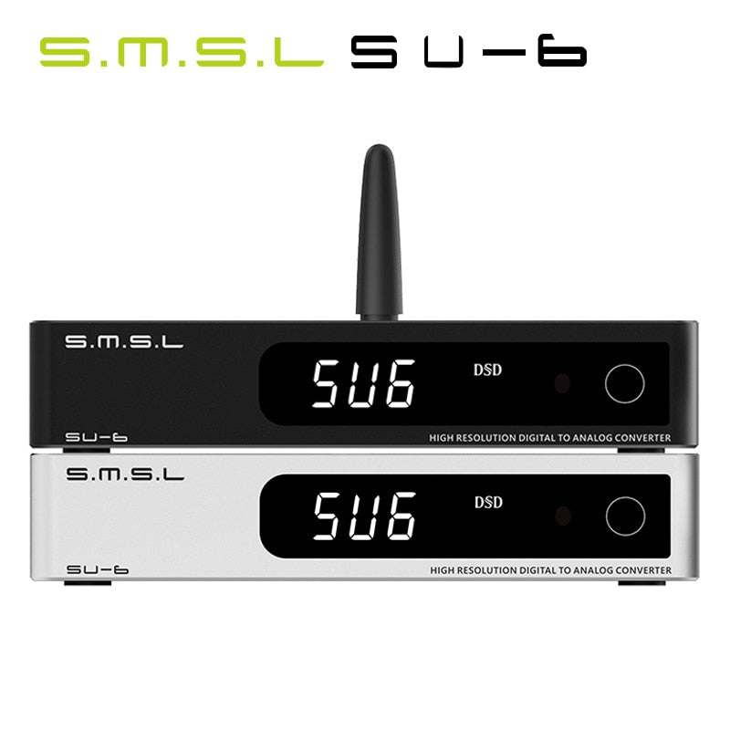 SMSL SU-6 Decoder ES9038Q2M OPA1612*4 32Bit/768kHz DSD512 Bluetooth 5.0 SU6 Desktop Mini Audio DAC with Remote Control - The HiFi Cat