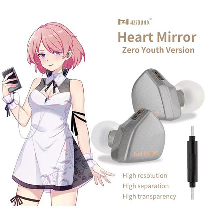 HZSOUND Heart Mirror Zero 10mm Drive Unit CCAW Voice Coil CNT Diaphragm In-ear Monitor 2Pin With MIC Earphone HiFi Headphone - The HiFi Cat