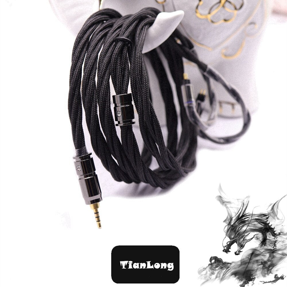 HAKUGEI TianLong Sterling Silver Plated 7NOCC Copper Shaft Shielded Double-layer Super Multi-core MMCX 2Pin Upgrade Cable - The HiFi Cat