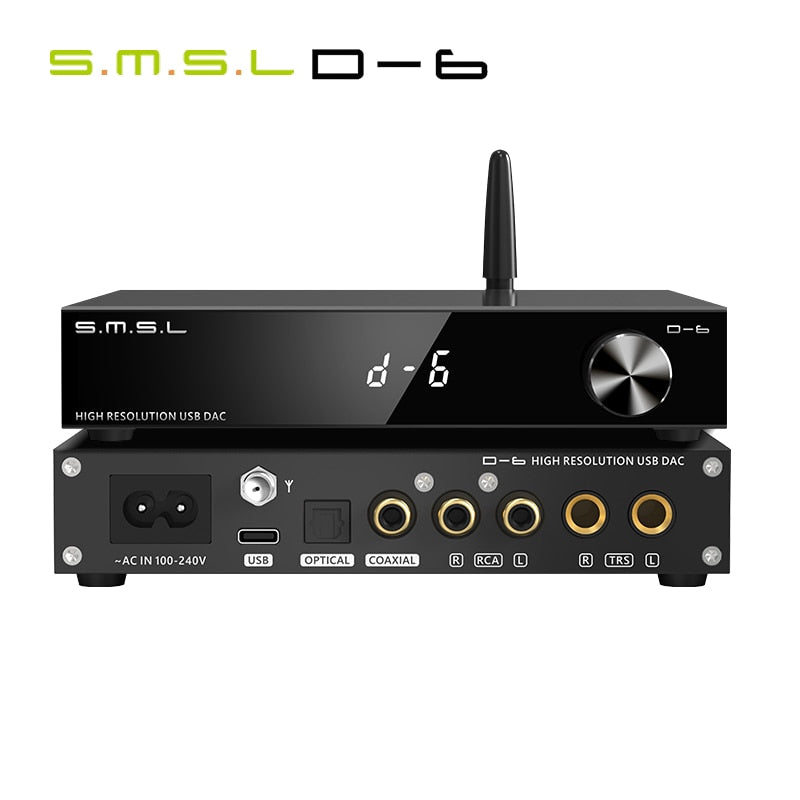 SMSL D-6 Decoder Dual Ak4493s Suport DSD512 PCM 768kHz/32Bit D6 DAC Bluetooth 5.1 SBC/AAC/APTX/APTX HD/LDAC With Remote Control - The HiFi Cat