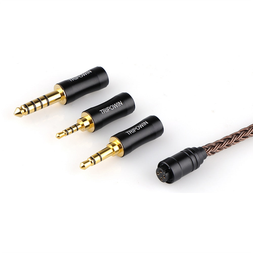 Tripowin Amber 32AWG OFC Oxygen Free Cable HiFi IEM Cable with Interchangeable 2.5mm 3.5mm 4.4mm Plug PVC Sleeve for Audiophile - The HiFi Cat