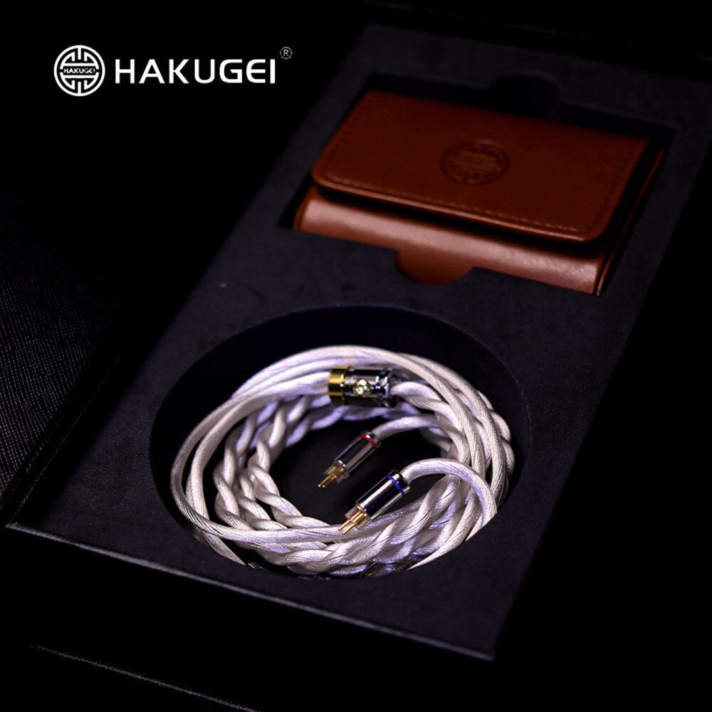 HAKUGEI White Dragon Earphone upgrade cable 2Pin 0.78mm MMCX gold silver palladium alloy shielding copper hybrid cable - The HiFi Cat