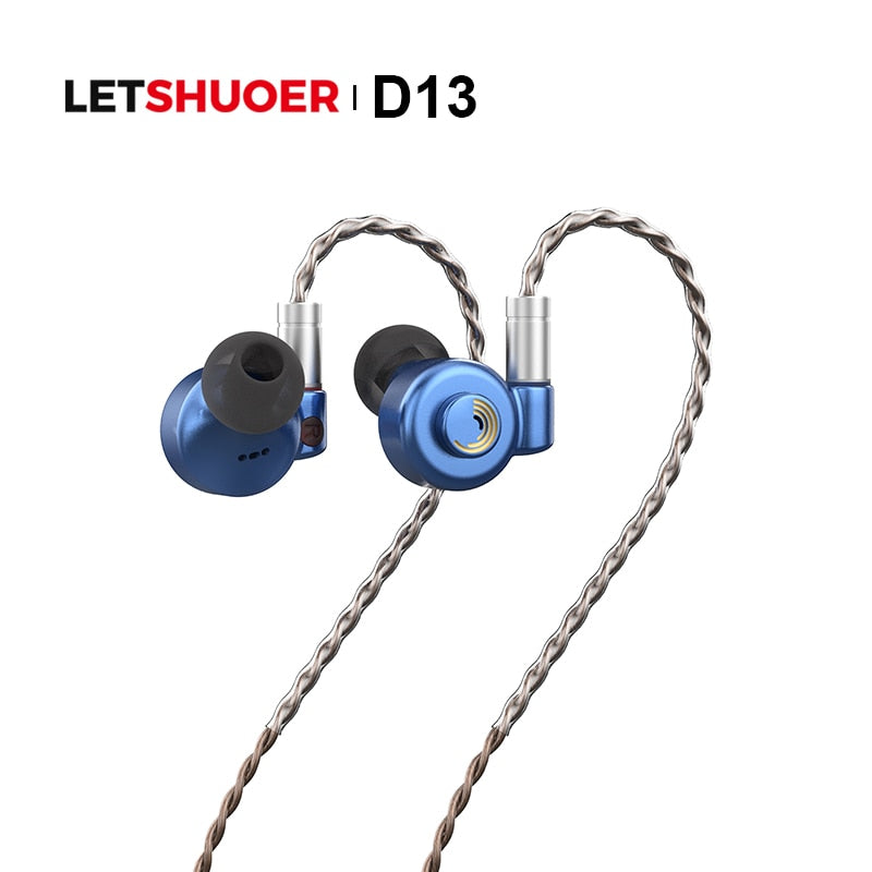 LETSHUOER D13 customize 13mm dynamic driver IEM moving coil headphones in ear monitor Diamind-like carbon DLC diaphragm earphone - The HiFi Cat