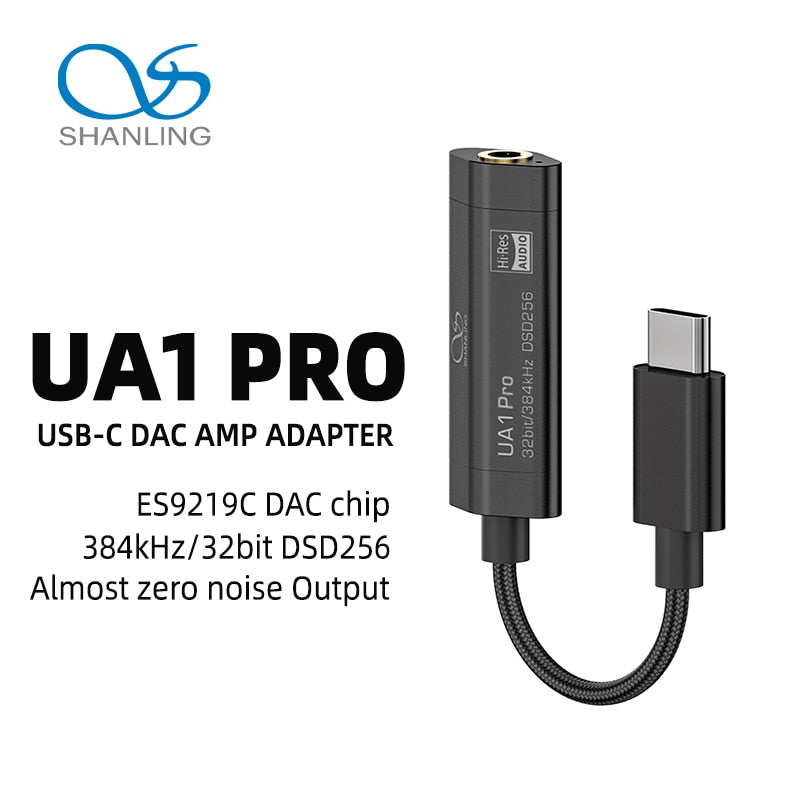SHANLING UA1 PRO DAC Amplifier ES9219C DSD256 Hi-Res 32bit/384Khz USB-C Decoder/AMP Adapter With High-Purity Copper Cable - The HiFi Cat