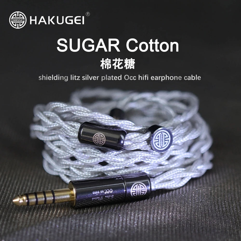 HAKUGEI SUGAR Cotton Shield Litz Silver Plated OCC 2Pin 0.78 MMCX HiFi Earphone Upgrade Cable For Shuoer SEEAUDIO KZ 7HZ - The HiFi Cat
