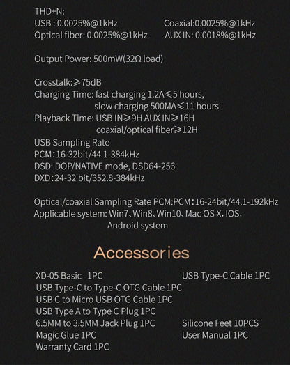 XDUOO XD-05 Basic Headphone Amplifier ESS9018K2M 384KHz DSD256 XU208 XD05 Basic HiFi Protable Headphone Amplifier - The HiFi Cat