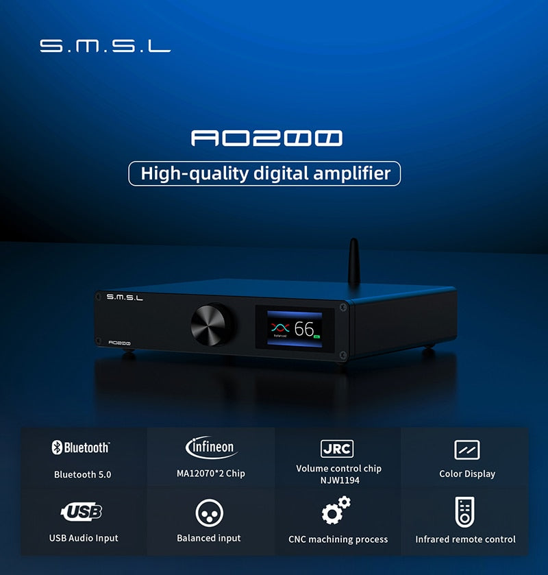 SMSL AO200 digital amplifier 150W*2 - The HiFi Cat