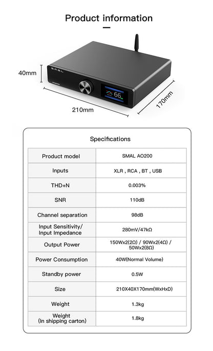 SMSL AO200 digital amplifier 150W*2 - The HiFi Cat