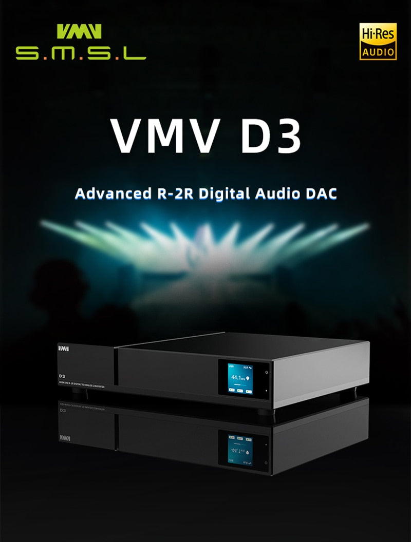 SMSL VMV D3 Advanced R2R Digital Audio DAC PCM1704U-J*4 SM5847 XMOS – The HiFi  Cat