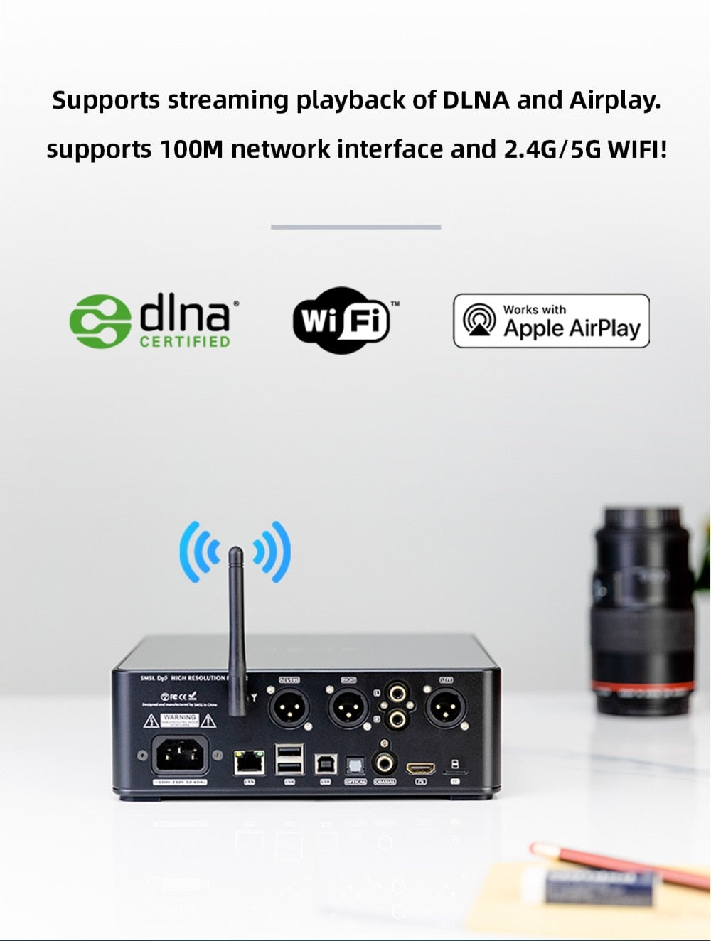 SMSL DP5 turntable U disk usb Bluetooth player MQA decoding ES9038PRO headphone amplifier DSD Digital WIFI Network Music Player - The HiFi Cat