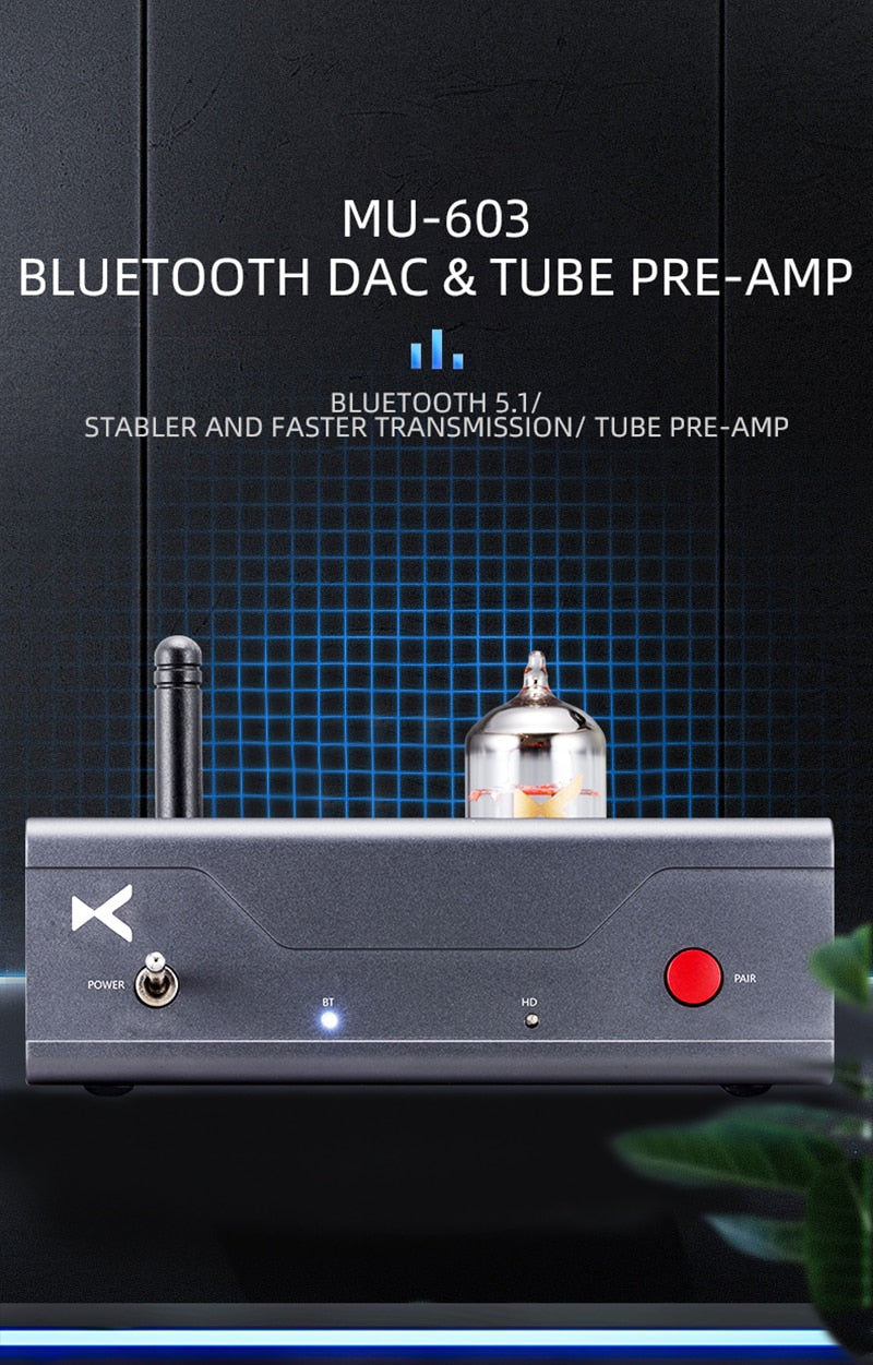 XDUOO MU-603 DAC Tube Preamplifier Bluetooth DAC 5.1 Aptx HD ES9018K2M Decoder Hi-Res MU603 Decoder 12AU7 tube Pre-amp - The HiFi Cat