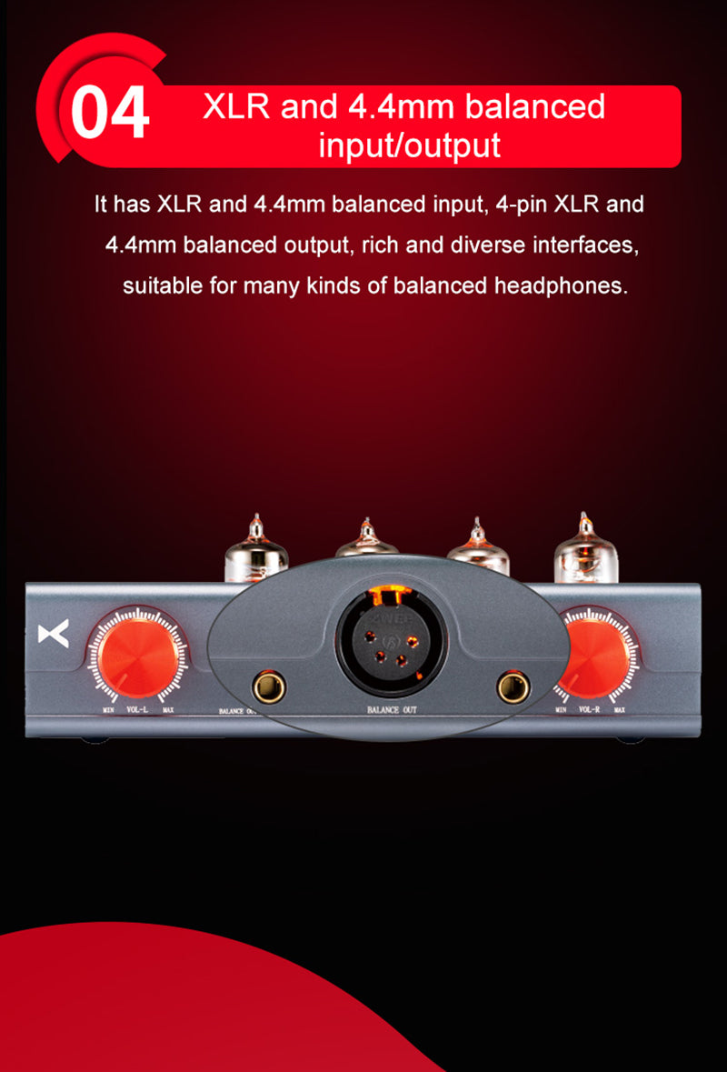 XDUOO MT-604 Balanced Tube Headphone Amplifier 6J1 Pre-amp XLR/4.4MM Balanced Input/Output Tube + Transistor Hybrid Amplifier - The HiFi Cat
