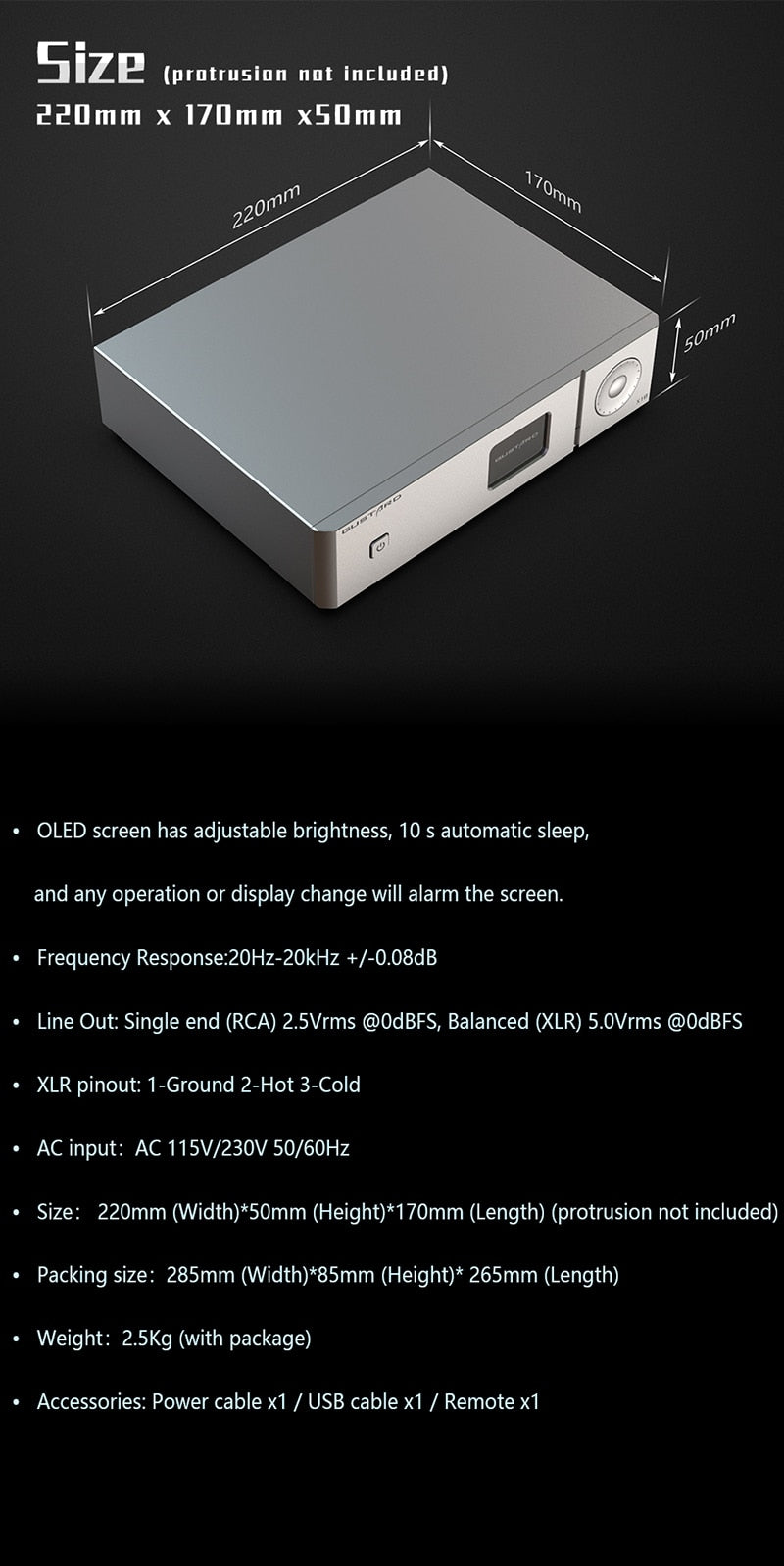 GUSTARD X18 DAC ES9038PRO XMOS XU216 DSD512 PCM768K MQA Bluetooth 5.0 LDAC HD APTX High-Performance Audio Decoder IIS - The HiFi Cat